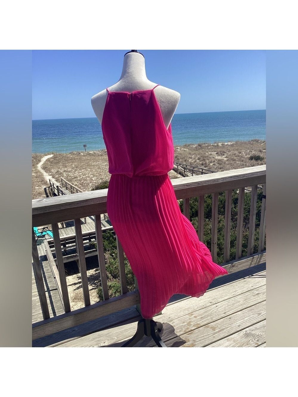 Sam Edelman Hot Pink Pleated Midi Dress - Picture 4 of 13